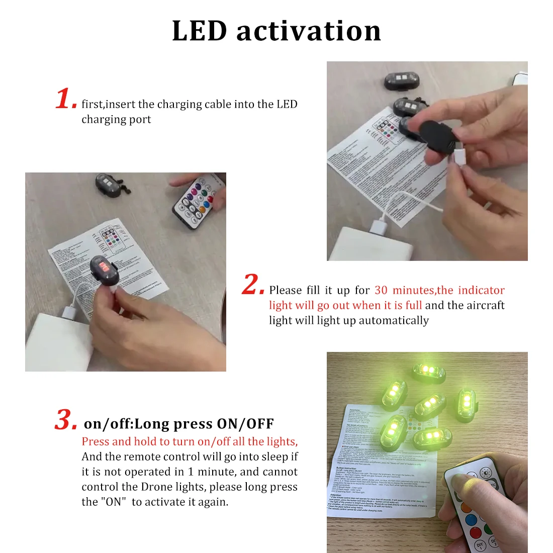 2/4/8Pcs Wireless Remote Contr - Drone Strobe Light recension och pris