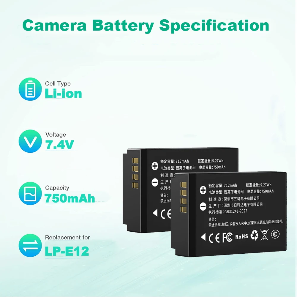 New LP-E12 Camera Battery for  - Canon Camera Eos M50 Mark Ii recension och pris